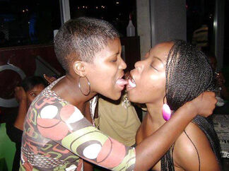 ebony women tongue smooching